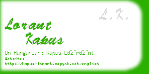 lorant kapus business card